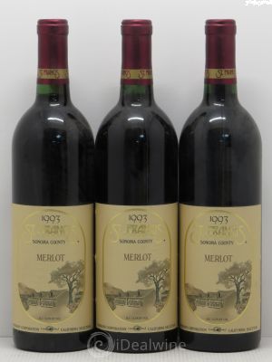 USA Saint Francis Merlot Sonoma County 1993 - Lot of 3 Bottles