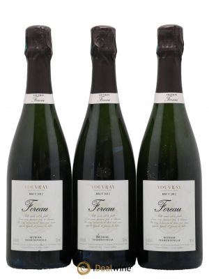 Vouvray Brut Méthode Traditionnelle Clos Naudin - Philippe Foreau  2012 - Lot of 3 Bottles