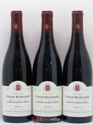 Vosne-Romanée Les Hauts de Beaumonts Vieilles Vignes Domaine Bruno Clavelier 2014 - Lot of 3 Bottles