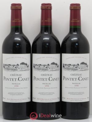 Château Pontet Canet 5ème Grand Cru Classé  1998 - Lot of 3 Bottles