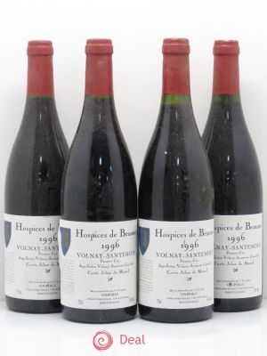 Volnay 1er Cru Santenots cuvée Jehan de Massol Hospices de Beaune élevé par Albert Bichot 1996 - Lot of 4 Bottles
