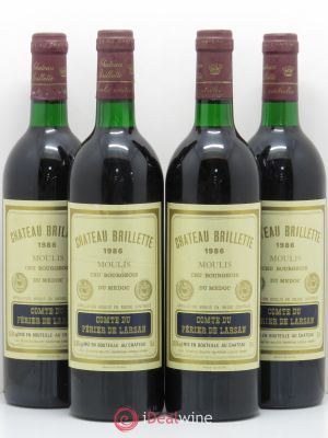 Château Brillette Cru Bourgeois  1986 - Lot of 4 Bottles