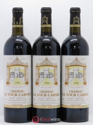 Château La Tour Carnet 4ème Grand Cru Classé  1998 - Lot of 3 Bottles