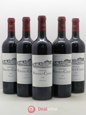 Château Pontet Canet 5ème Grand Cru Classé  2008 - Lot of 5 Bottles