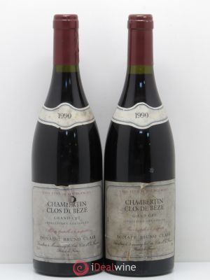 Chambertin Clos de Bèze Grand Cru Clos de Bèze Bruno Clair (Domaine)  1990 - Lot of 2 Bottles