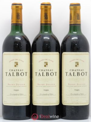 Château Talbot 4ème Grand Cru Classé (no reserve) 1986 - Lot of 3 Bottles