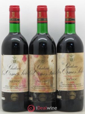 Château les Ormes Sorbet Cru Bourgeois  1978 - Lot of 3 Bottles