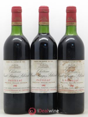 Château Haut Bages Libéral 5ème Grand Cru Classé  1982 - Lot of 3 Bottles