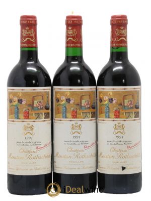 Château Mouton Rothschild 1er Grand Cru Classé 1991 - Lot de 3 Bottles