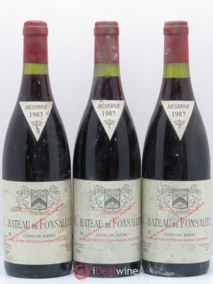 Côtes du Rhône Château de Fonsalette SCEA Château Rayas  1987 - Lot of 3 Bottles