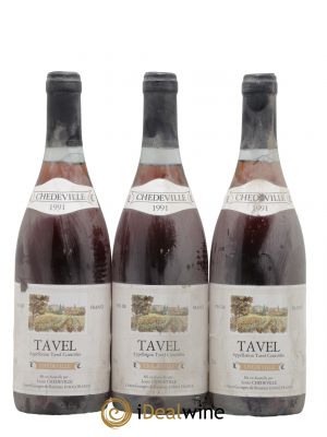 Tavel Domaine Louis Chedeville 1991 - Lot of 3 Bottles