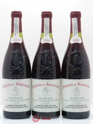 Châteauneuf-du-Pape Château de Beaucastel Jean-Pierre & François Perrin  1990 - Lot of 3 Bottles