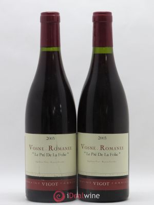 Vosne-Romanée Le Pré de la Folie Fabrice Vigot 2003 - Lot of 2 Bottles