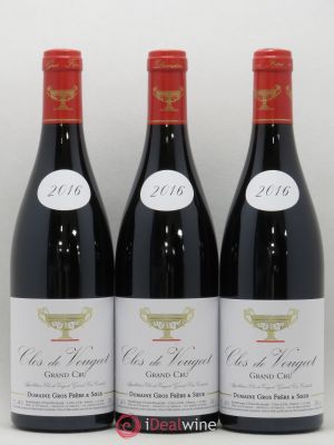 Clos de Vougeot Grand Cru Gros Frère & Soeur  2016 - Lot of 3 Bottles