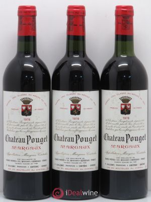 Château Pouget 4ème Grand Cru Classé (no reserve) 1978 - Lot of 3 Bottles