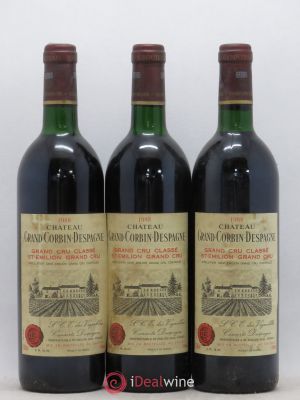 Château Grand Corbin Despagne Grand Cru Classé  1988 - Lot of 3 Bottles