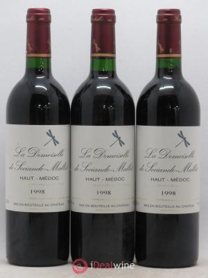 Demoiselle de Sociando Mallet Second Vin (sans prix de réserve) 1998 - Lot de 3 Bouteilles
