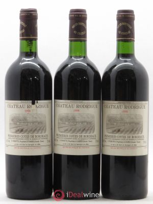 Premières Côtes de Bordeaux Château Rodrigue (sans prix de réserve) 1998 - Lot de 3 Bouteilles