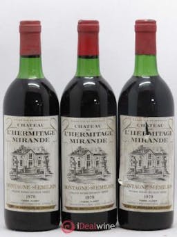 Montagne Saint-Émilion Château de L'Hermitage Mirande 1979 - Lot of 3 Bottles