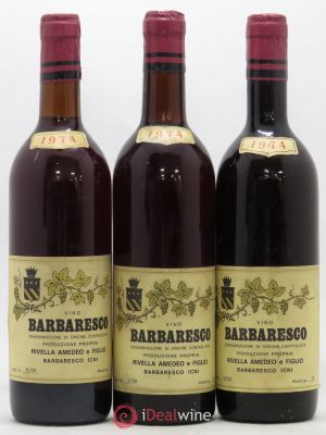 Barbaresco DOCG Rivella Amedeo e Figlio 1974 - Lot of 3 Bottles