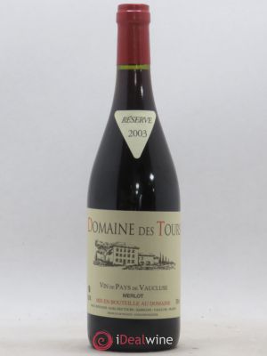 IGP Pays du Vaucluse (Vin de Pays du Vaucluse) Domaine des Tours Merlot Domaine des Tours E.Reynaud  2003 - Lot de 1 Bouteille