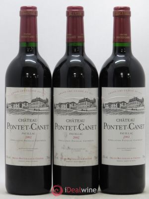 Château Pontet Canet 5ème Grand Cru Classé  2002 - Lot de 3 Bouteilles