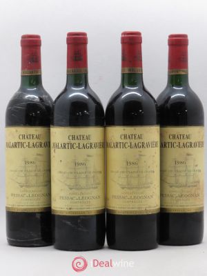 Château Malartic-Lagravière Cru Classé de Graves  1986 - Lot of 4 Bottles
