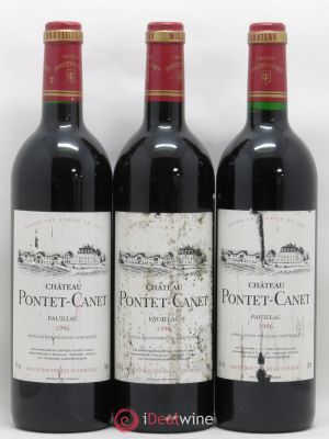 Château Pontet Canet 5ème Grand Cru Classé  1996 - Lot de 3 Bouteilles