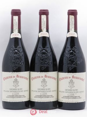 Châteauneuf-du-Pape Château de Beaucastel Jean-Pierre & François Perrin  2001 - Lot of 3 Bottles