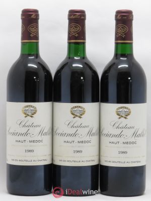 Château Sociando Mallet  1989 - Lot of 3 Bottles