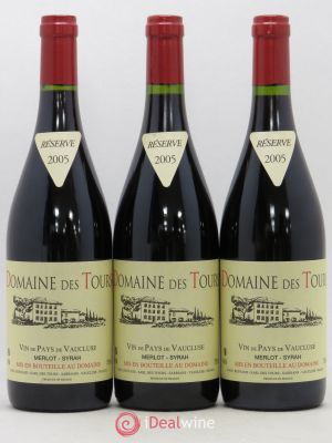 IGP Pays du Vaucluse (Vin de Pays du Vaucluse) Domaine des Tours Merlot-Syrah Domaine des Tours E.Reynaud  2005 - Lot of 3 Bottles