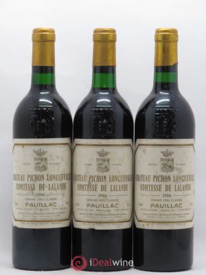 Château Pichon Longueville Comtesse de Lalande 2ème Grand Cru Classé  1986 - Lot of 3 Bottles