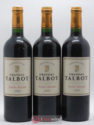 Château Talbot 4ème Grand Cru Classé  2008 - Lot of 3 Bottles