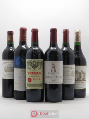 Caisse Primeurs (1 Petrus, 1 Margaux, 1 Mouton-Rothschild, 1 Haut-Brion, 1 Latour, 1 Cheval Blanc) 2008 - Lot de 1 Bouteille