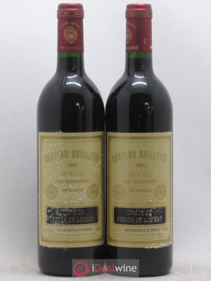 Château Brillette Cru Bourgeois  1990 - Lot of 2 Bottles