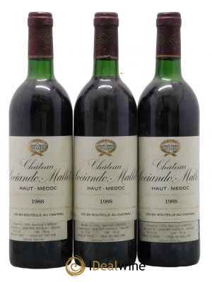 Château Sociando Mallet (no reserve) 1988 - Lot of 3 Bottles