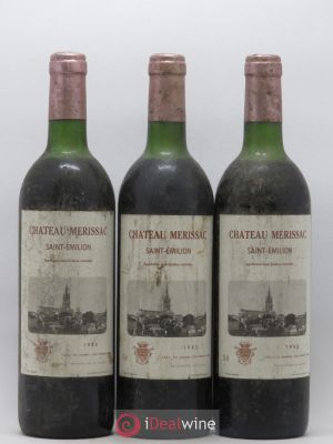 Saint-Émilion Château Merissac 1982 - Lot of 3 Bottles