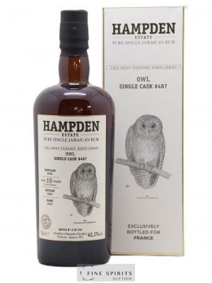 Hampden 10 years 2010 Velier Owl Single Cask n°487 - One of 250 - bottled 2020 Trelawny Endemic Birds   - Lot de 1 Bouteille