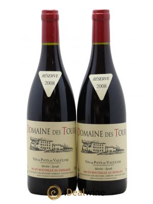 IGP Pays du Vaucluse (Vin de Pays du Vaucluse) Domaine des Tours Merlot-Syrah E.Reynaud  2008 - Lot of 2 Bottles