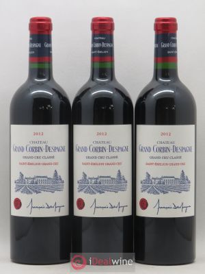 Château Grand Corbin Despagne Grand Cru Classé  2012 - Lot of 3 Bottles