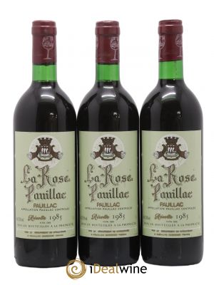 La Rose Pauillac  1985 - Lot of 3 Bottles