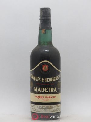 Madère Rounder s Verdelho Henriques et Henriques Solera Extra Choice Malmsey 1894 - Lot de 1 Bouteille
