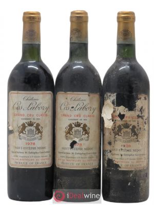 Château Cos Labory 5ème Grand Cru Classé (no reserve) 1978 - Lot of 3 Bottles
