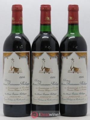 Château d'Armailhac - Mouton Baron(ne) Philippe 5ème Grand Cru Classé  1986 - Lot of 3 Bottles