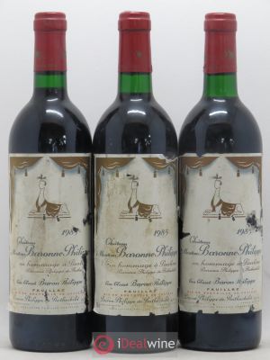 Château d'Armailhac - Mouton Baron(ne) Philippe 5ème Grand Cru Classé  1985 - Lot of 3 Bottles