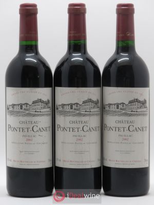 Château Pontet Canet 5ème Grand Cru Classé  2002 - Lot de 3 Bouteilles