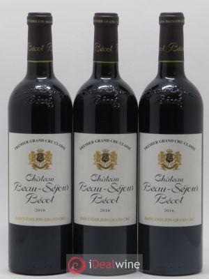 Château Beau-Séjour Bécot 1er Grand Cru Classé B  2016 - Lot of 3 Bottles