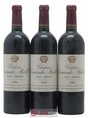 Château Sociando Mallet  1998 - Lot of 3 Bottles