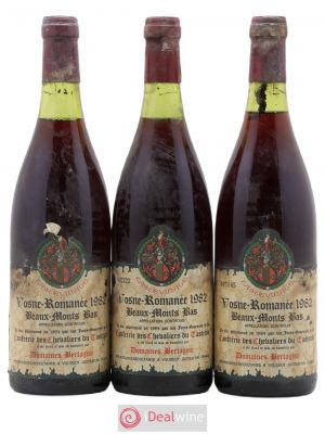 Vosne-Romanée 1er Cru Les Beaux-Monts Les Beaux-Monts Bas Bertagna Tastevinage 1982 - Lot of 3 Bottles