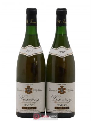 Vouvray Demi-Sec Clos Naudin - Philippe Foreau  1990 - Lot of 2 Bottles